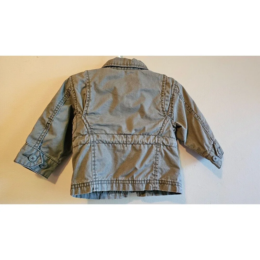 Utility Jacket Youth 6-9 MArmy Green Military Pockets Casual Active Childrens pl